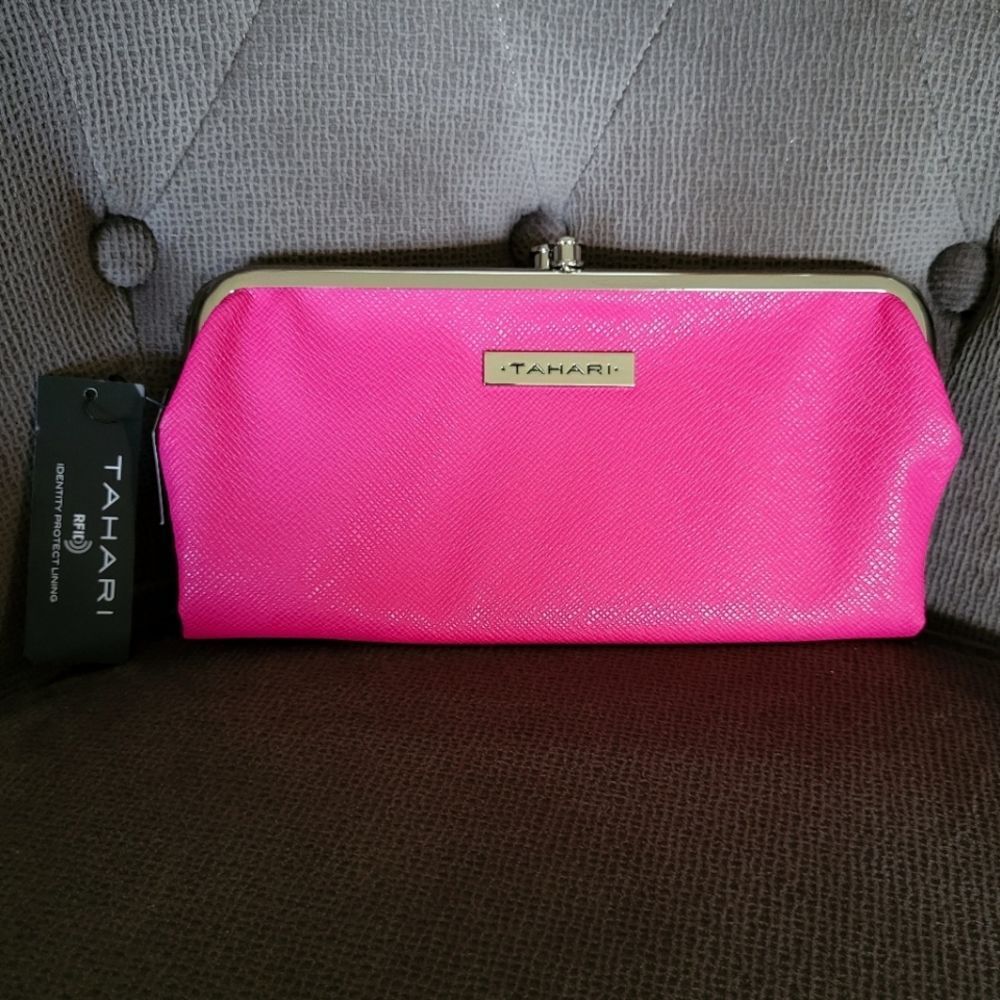 Tahari Hot🔥 Pink💕 Double✌️ Frame Clutch - NWT